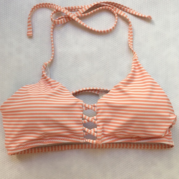 striped scoop bikini top